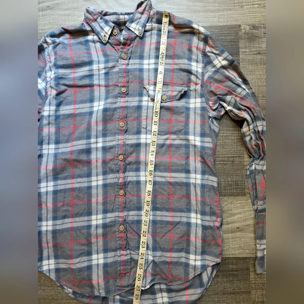 J. Crew Gray and Red Plaid Casual Shirt